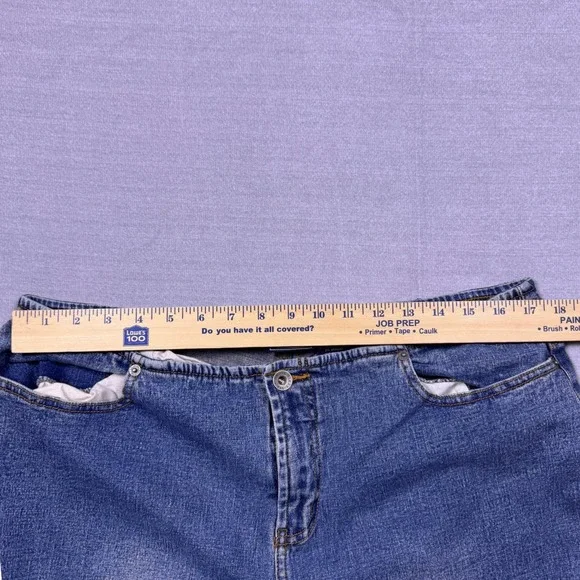 Route 66 Stretch Women's 18W Blue Denim Embroidered Floral Flare Jeans - Picture 10 of 12